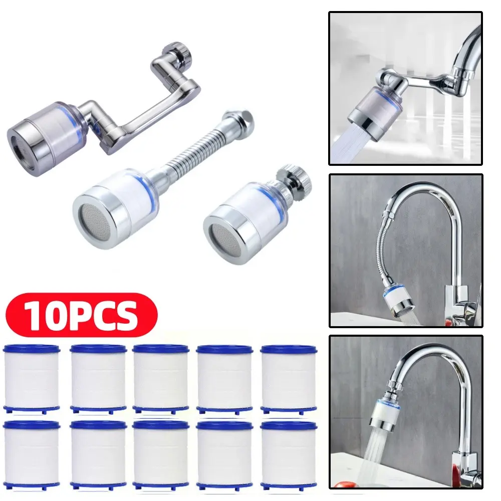 New Swivel Faucet Water Filter Remove Chlorine Heavy Metals Filtered Showers Head Soft Hard Water Bath Filtration Purifier 1080°