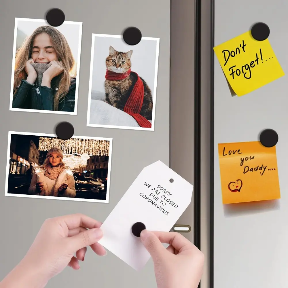 100pcs Magnetic Sheets Self Adhesive Household Office Soft Rubber Magnet Sheets Square and Round DIY Decoration Fridge Magnet