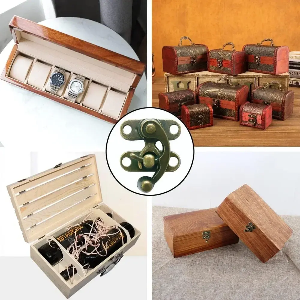 10PCS Retro Metal Toggle Latch Wooden Box Gift Box Hardware Decoration Lock Buckle Jewelry Box Hardware Hook Lock with Screws