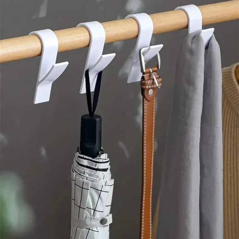 2/4Pcs S-Shaped Hanging Hooks Towel Radiator Rail White/Transparent/Black Storage Racks Wardrobe Bathroom Hanger Clips Tools