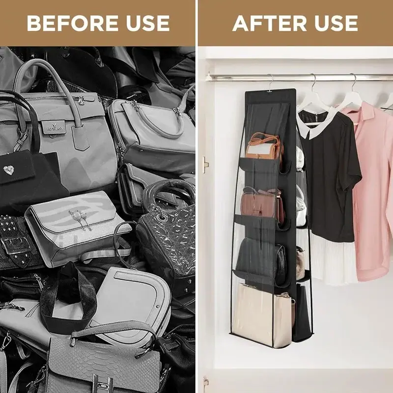 1pcs Handbag Hanging Organizer Hanging PurseOrganizer for Closet Organizers Bag StorageHanger Oxford Cloth Closet Bag Organizer