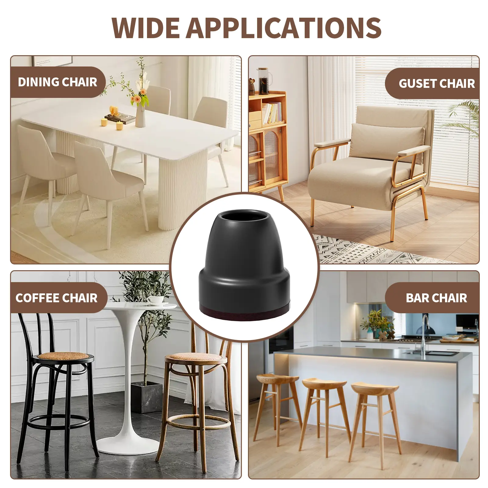 16PCS Silicone Chair Leg Caps for Hardwood Floors Non-Slip Thicken Felt Furniture Feet Protectors Pad Reduce Noise Scratches