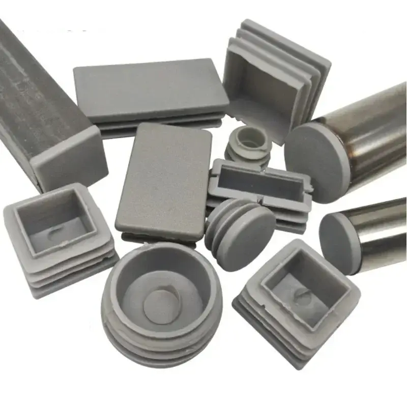 16Pcs Grey Plastic Blanking End Caps Square Steel Tube Pipe Inserts Plug Anti Skid Furniture Leg Caps Floor Protection Anti-slip