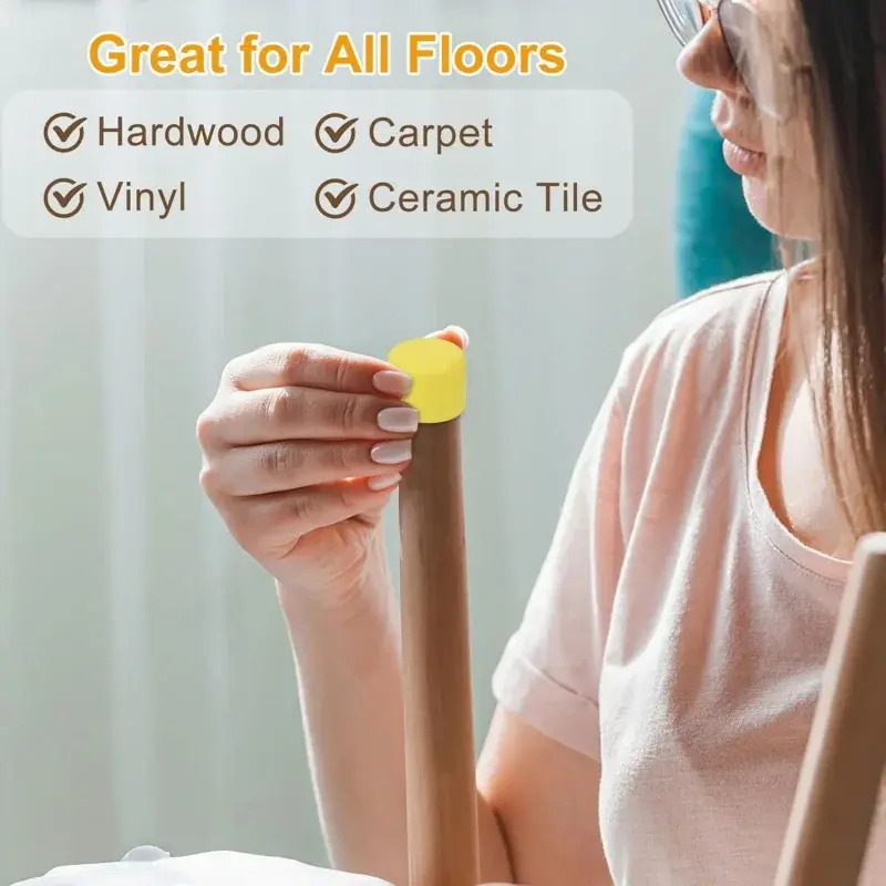 New 4pcs Yellow Square Tube And Round Tube Foot Pads/Pvc Soft Rubber Table And Chair Legs Anti Slip And Silent Protective Caps
