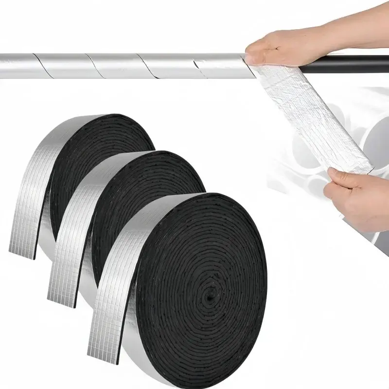 10M Foiled Fiberglass Pipe Insulation Wrap Tape Self-adhesive Water Pipe Wrap Insulation Sleeve For Outdoor Indoor Pipe Sleeve