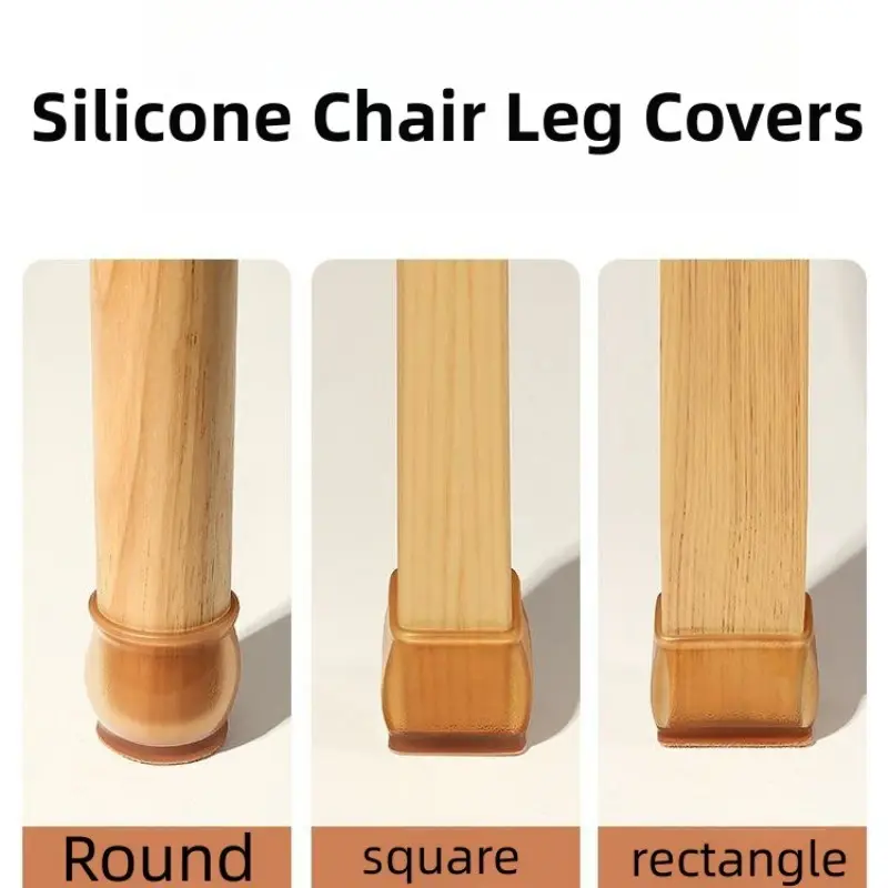 16pc Silicone Square Chair Leg Floor Protector round Furniture Table Covers Socks Plugs Cover Furniture Leveling Feet Home Decor
