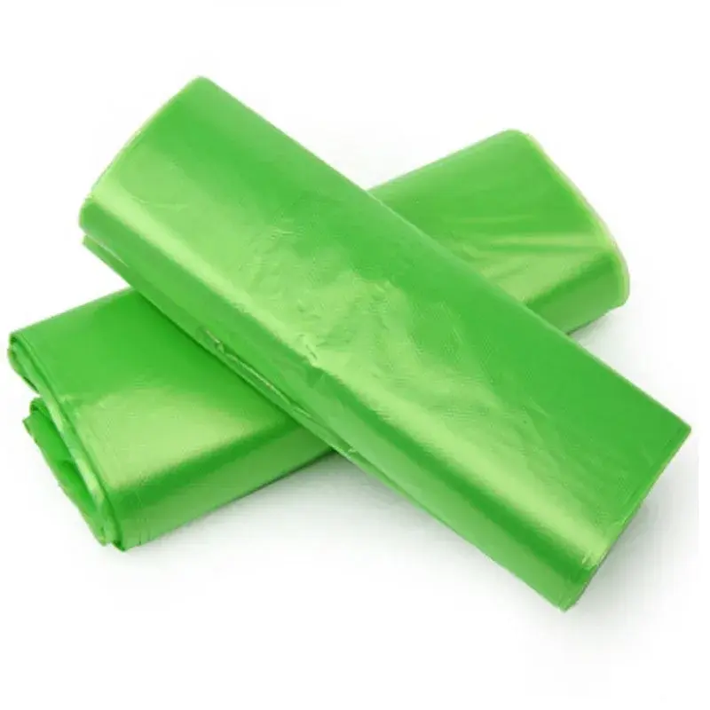 100Pcs 3Sizes Green Plastic Bag Supermarket Grocery Gift Shopping Bag Thicken with Handle Vest Bag Kitchen Storage Baskets
