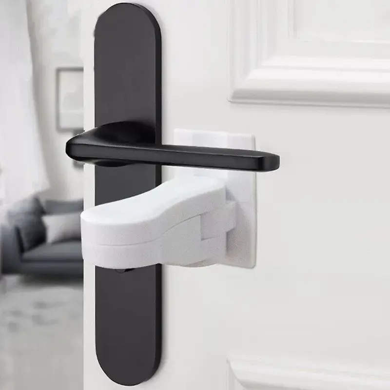 Universal Door Lever Lock Child Baby Safety Lock 180° Rotation Self Adhesive Door Security Latch Window Door Handle Lock