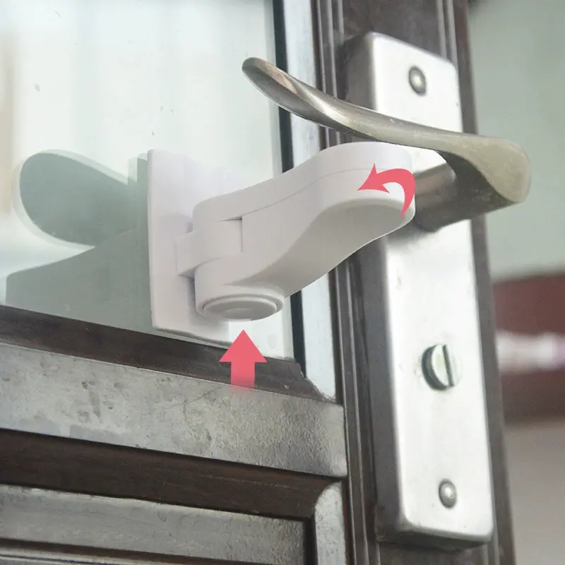 Universal Door Lever Lock Child Baby Safety Lock 180° Rotation Self Adhesive Door Security Latch Window Door Handle Lock
