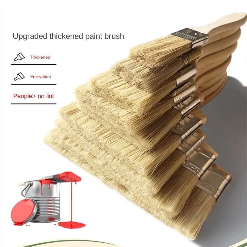 5Pcs Paint Brush Wooden Handle BBQ Brush 1-6 Inch Plastic Soft Hair Brush Artist Painting Brushes Furniture Wall Paint Tool
