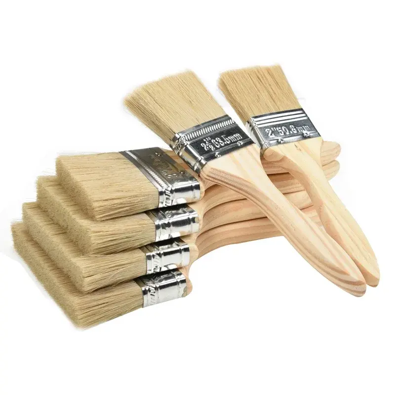 5Pcs Paint Brush Wooden Handle BBQ Brush 1-6 Inch Plastic Soft Hair Brush Artist Painting Brushes Furniture Wall Paint Tool
