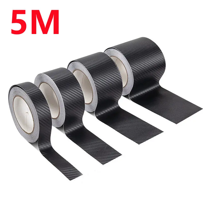 Nano Carbon Fiber Car Adhesive Tapes DIY Paste Strip Auto Door Sill Side Mirror Anti Scratch Stickers Waterproof Protection Film