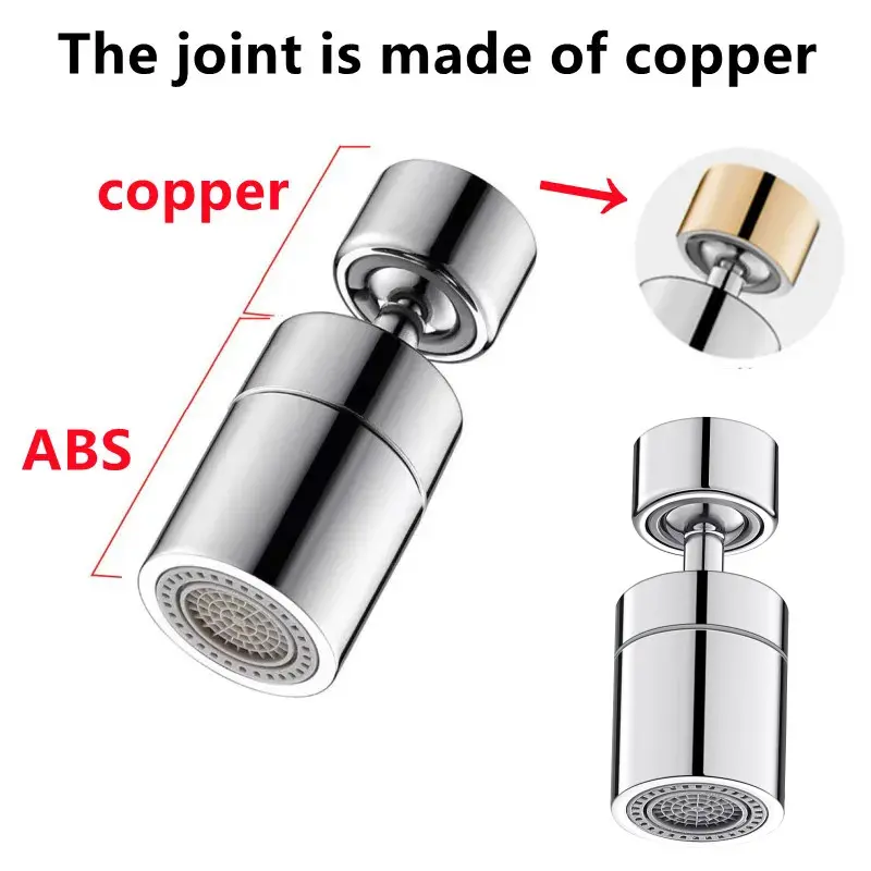 Brass New 2 Mode Washbasin Faucet Nozzle 360° Rotary Splashback Faucet Aerator Kitchen Sink Pressurized Faucet Aerator Bubbler
