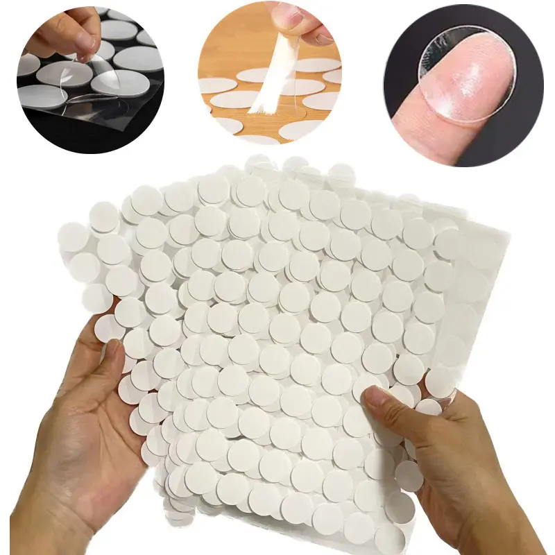 70Pcs 10/15/20mm Transparent Sticky Dots Self Adhesive Hook Loop Fastener Tape Glue No Trace Nano Waterproof Adhesive Sticker