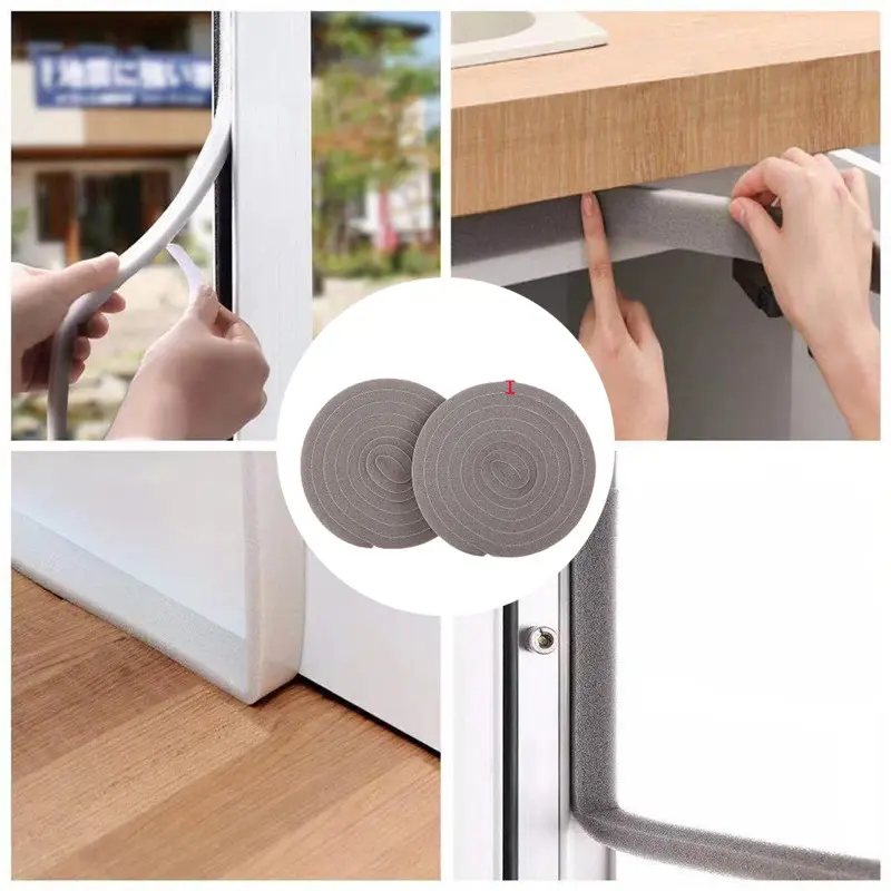 2 Rolls Door Window Sealing Strips Self-Adhesive Sound-Proof Door Window Foam Tape Windproof Dustproof Gap Soundproof Seal Strip