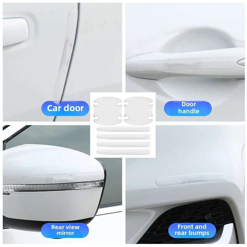 4/8pcs Transparent Car Sticker Protector Cars Doors Scratch Door Handle Sticker Rearview Mirror Protection Strip Auto Accessory