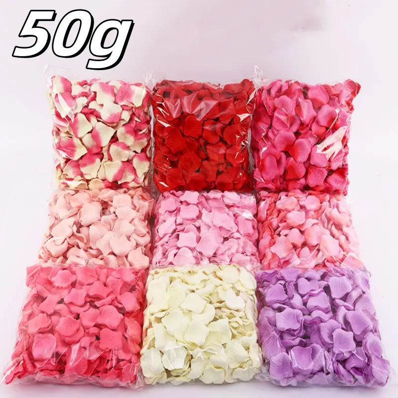 50g Colorful Fake Rose Petals Artificial Silk Rose Flower Petal Multicolor Red Petals for Valentine's Day Wedding Party Decor