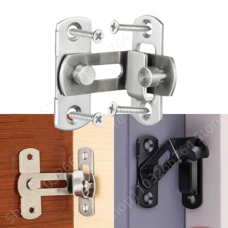 Universal Door Lock Guard Latch 90° Stainless Steel Toggle Latch Sliding Barn Door Lock Wine Cabinet Closet Right Angle Lock