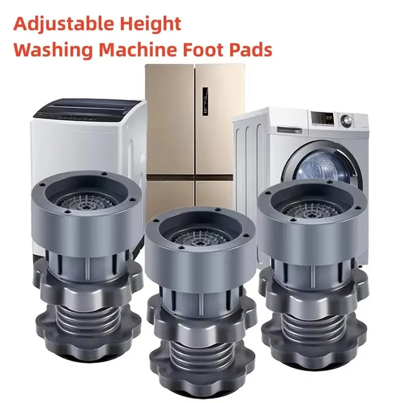 4Pcs Washing Machine Foot Pads Adjustable Height Furniture Anti Vibration Anti Slip and Moisture-proof Universal Rubber Mat
