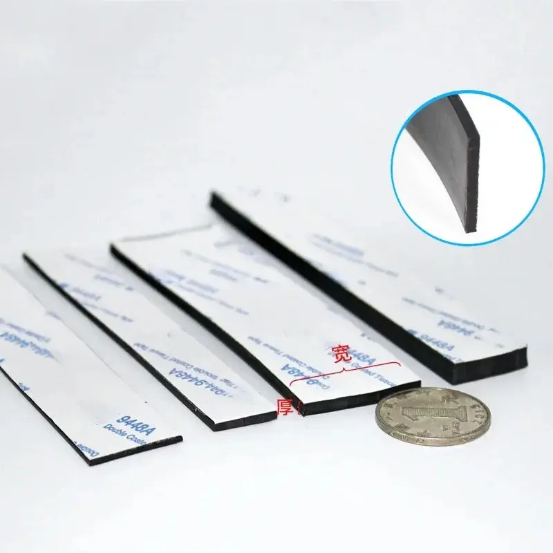 50cm Black Self Adhesive Silicone Rubber Strip High Temperature Resistant Anti-Slip Shock Absorption Collision Avoidance Strip