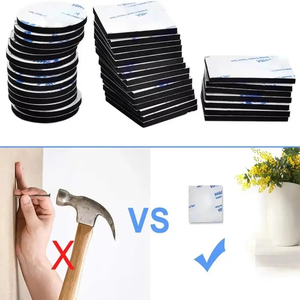 50Pcs Foam double sided adhesive tape Black White Strong EVA Sticker Installation Fixing Pad for Auto Home Decoration Sticker