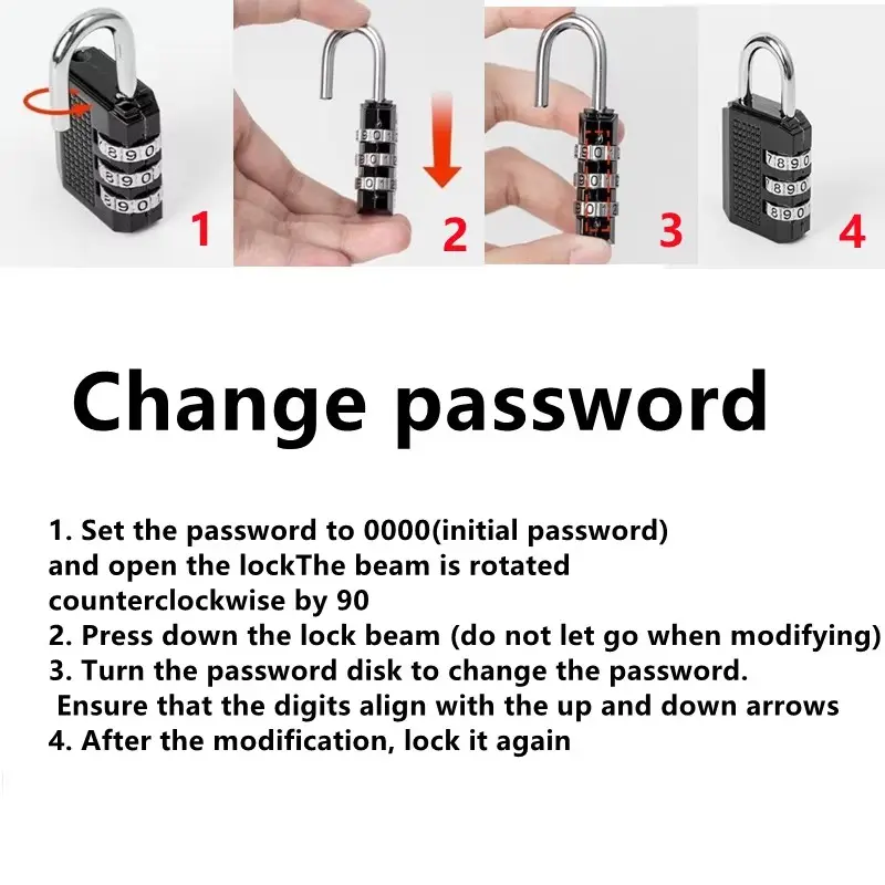 4 Digits Password Code Combination Waterproof Mini Padlock Zinc Alloy Suitcase for Luggage Travel Smart Anti-thieft Code Lock