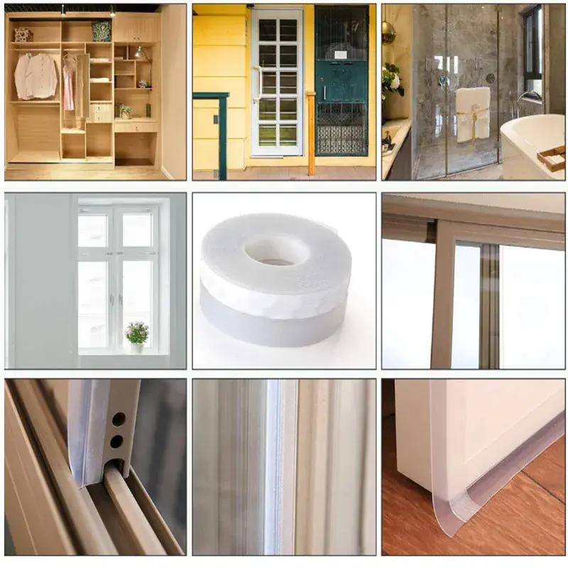 5M Window Weather Stripping Door Draft Blocker Silicone Shower Glass Gaps Side of Door Seal Strip Dust Insulation Noise Tape
