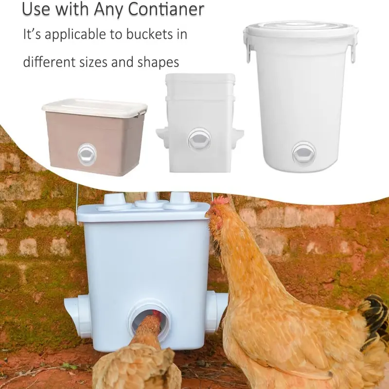 Chicken Feeder DIY Rainproof Poultry Automatic Gravity Feeder Port Reduce Spillage Food Farm Chicken Duck Food Hole Opener Tool