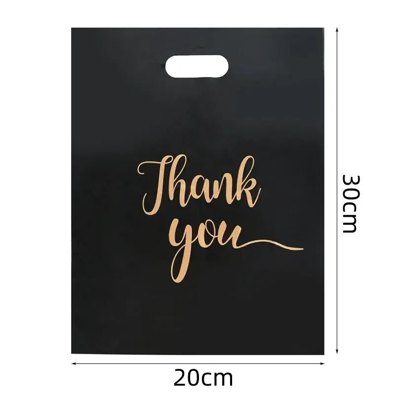 100Pcs Thank You Plastic Bags Christmas Gift Packaging Bag Bread Pack Bag Small Business Plastic Gift Decoration Bag