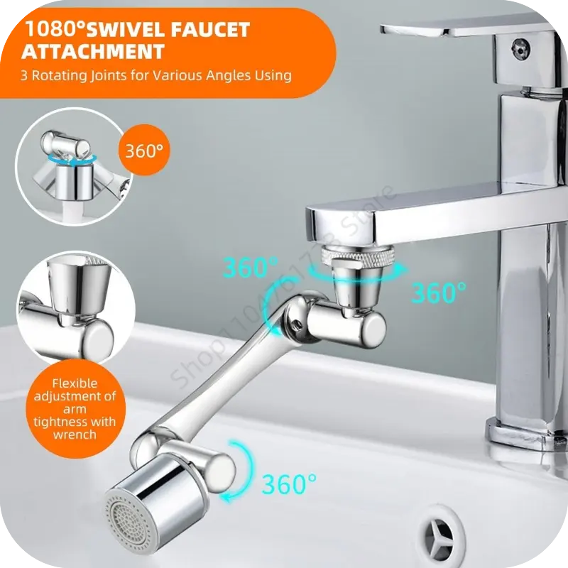 1080° Rotation Faucet Sprayer Head 22/24mm Adaptor Universal Washbasin Faucet Extender Aerator Bubbler Nozzle Kitchen Tap