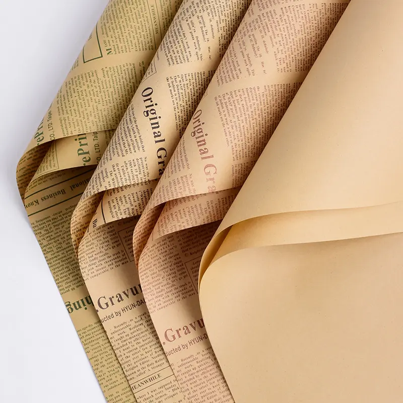 20pcs Retro English Newspaper Kraft Tissue Paper Flower Bouquet Gift Wrapping DIY Handmade Flowers Gifts Packaging Material