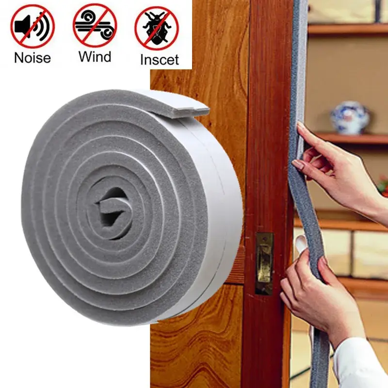 2 Rolls Door Window Sealing Strips Self-Adhesive Sound-Proof Door Window Gap Foam Noise Insulation Dust-proof Tape