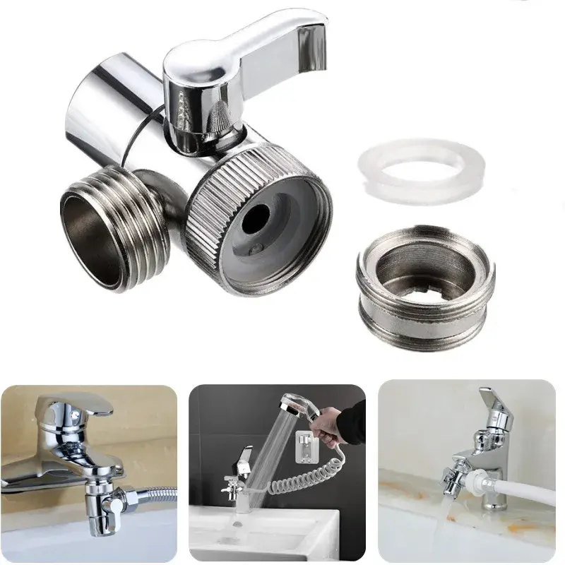 Water Tap Connector Switch Faucet Adapter Kitchen Sink Splitter Diverter Valve for Toilet Shower Bathoom ColdHot Water Separator