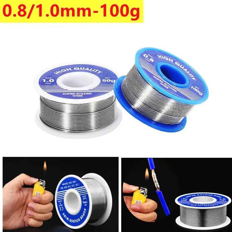 New 50/100g Tin Solder Wire Roll Low Melting No-clean Copper-iron-nickel Battery Pole Piece Welding Rosin Core Solder Wire Reel