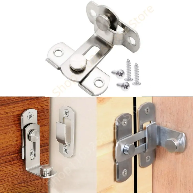 Universal Door Lock Guard Latch Bolt 90° Stainless Steel Toggle Latch Sliding Barn Door Lock Black Iron Right Angle Barn Lock