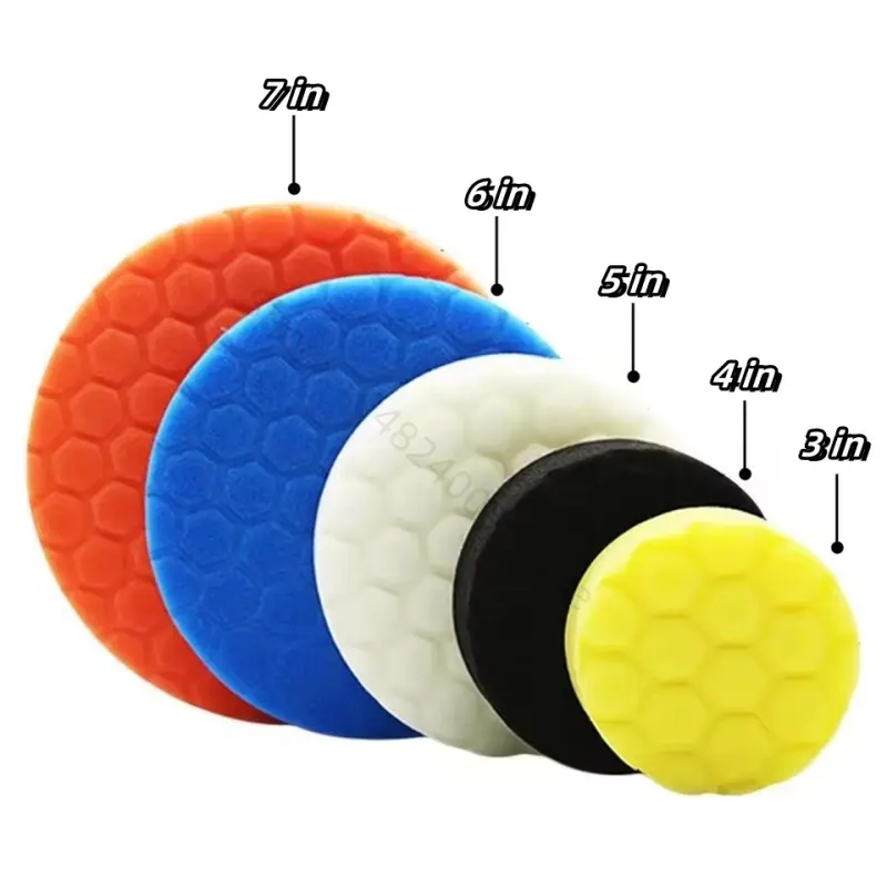 5Pcs 3/4/5/6/7 Inch Compound Buffing Polishing Pads Cutting Sponge Pads Kit for Car Polisher Self-Adhesive Sponge Waxing Tools