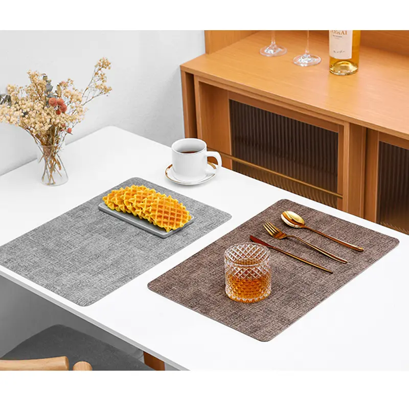 Leather Washable Placemats for Dining Cloth Pattern Table Mat Oil-Proof Waterproof Non-slip Heat-Resistant Tableware Place Mat