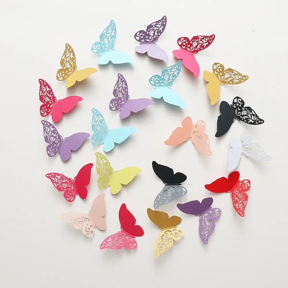 24pcs/Set Colorful Butterfly Wall Stickers 3D Butterflies Decal for Crafts DIY Living Room Wall Home Wedding Birthday Decoration