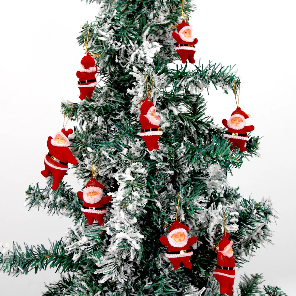 Set 2/6pcs Christmas Ornaments Cute Cartoon Santa Claus Xmas Tree Hanging Pendants DIY Craft for Christmas Home Party Decoration