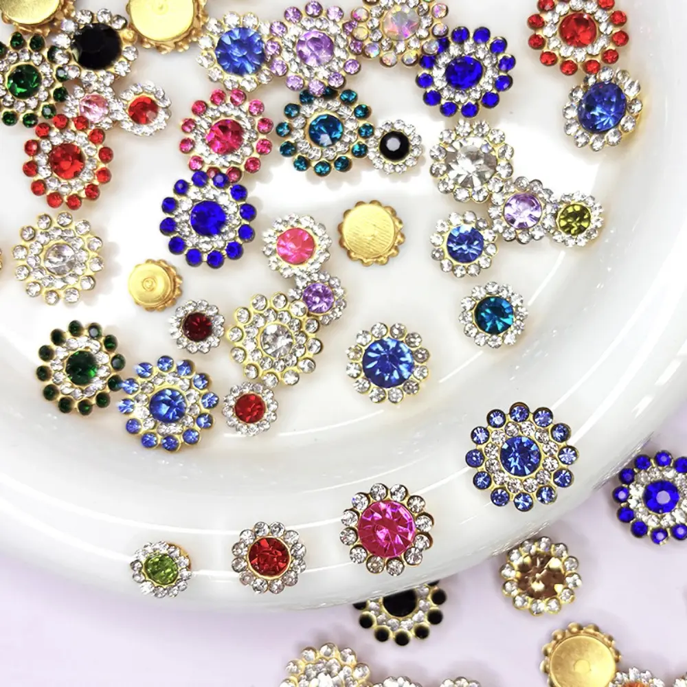 100 Pcs Colorful Sew on Rhinestones Mixed Size Sunflower Crystals Glass Claw Rhinestones for DIY Jewelry Clothes Shoes Hat Bags