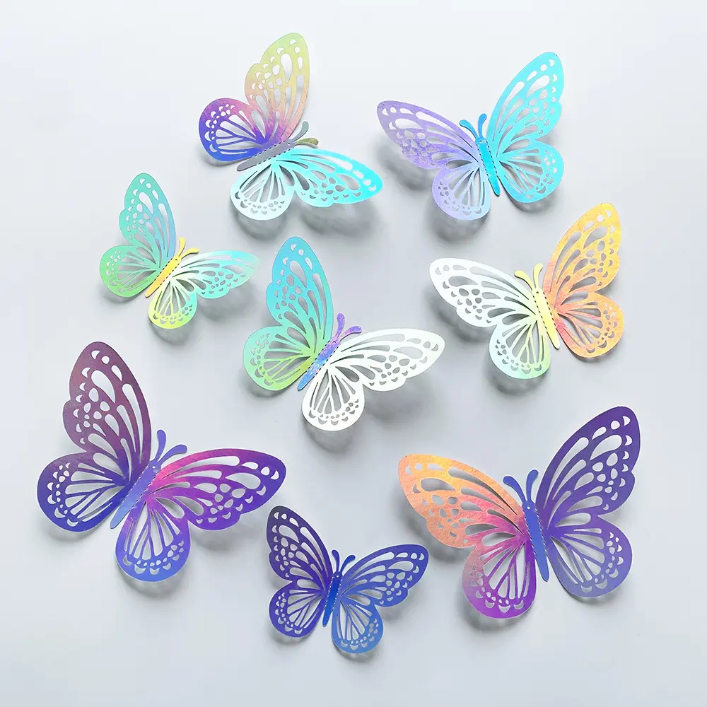 24pcs/Set 3D Butterfly Wall Stickers Colorful Butterflies for Crafts DIY Removable Decals for Living Room Wall Home Decorations