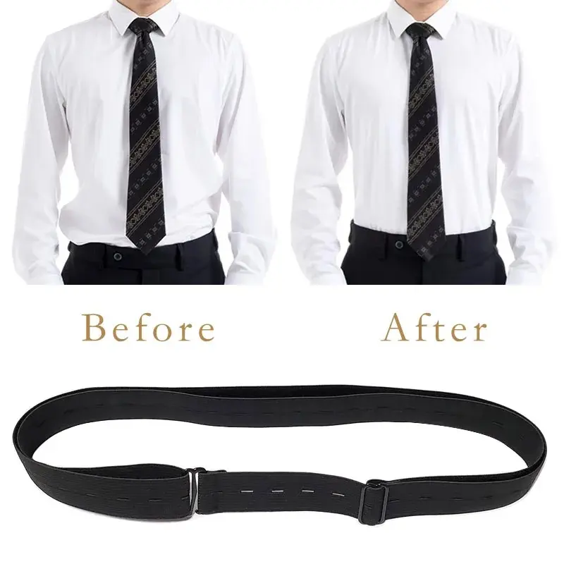 1pc Adjustable Elastic Shirt Stay Belt for Men Women Keep Shirt Tucked in All Day Black/White