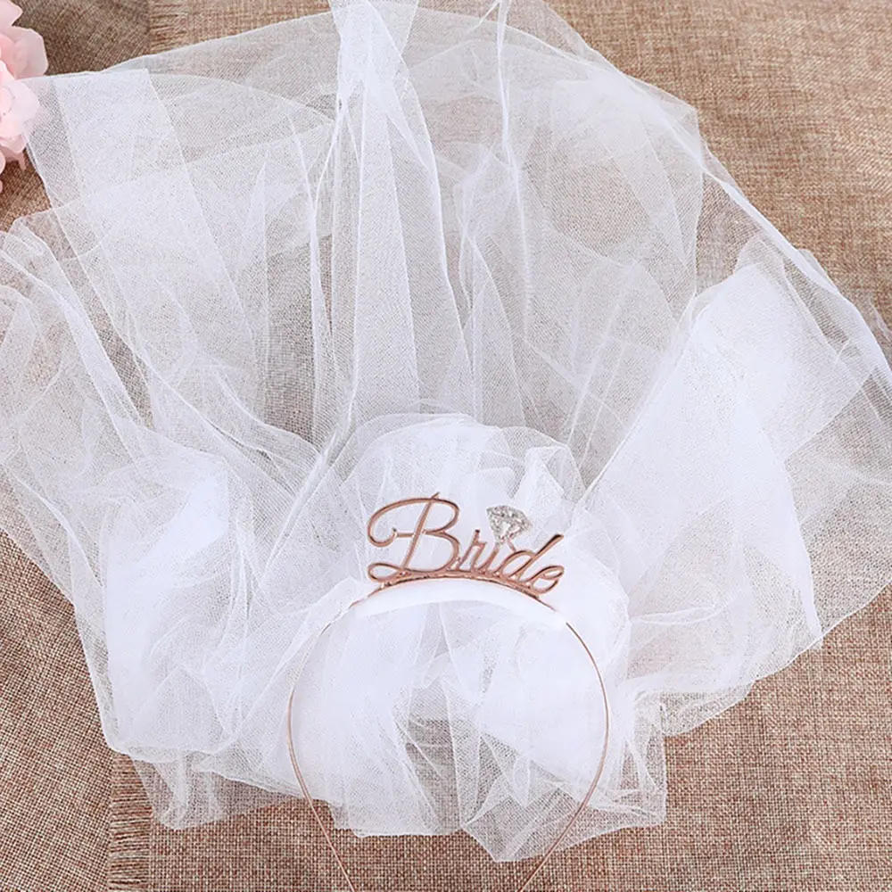 Set of 3pcs Bride To Be Sash Tiara Headband and Veil for Bridal Shower Wedding Hen Bachelorette Party Favor Decorations Supplies