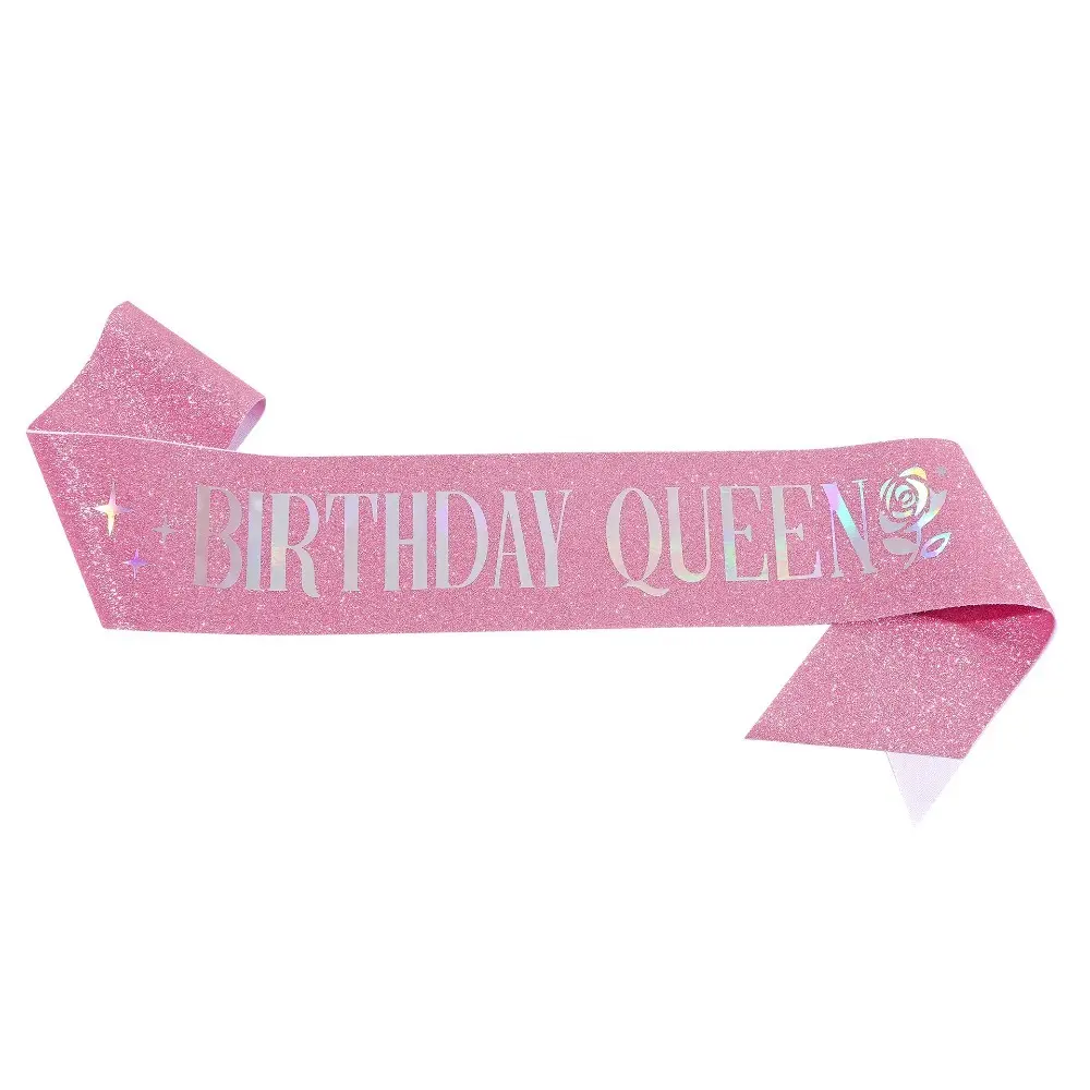 Glitter Birthday Queen Sash 20th 30th 40th 50th 60th 70th Birthday Sash for Girls Women Happy Birthday Party Decoration Supplies
