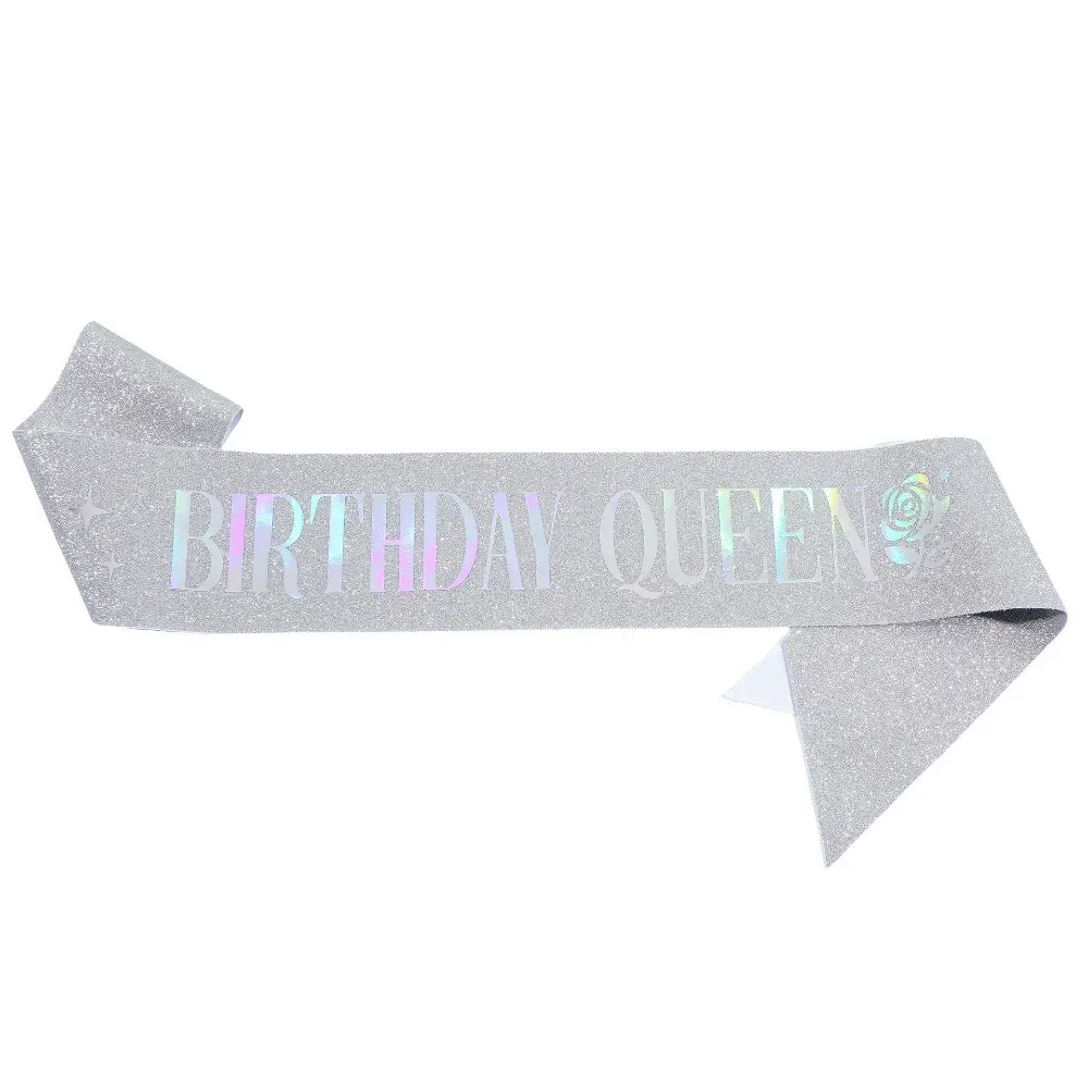 Glitter Birthday Queen Sash 20th 30th 40th 50th 60th 70th Birthday Sash for Girls Women Happy Birthday Party Decoration Supplies
