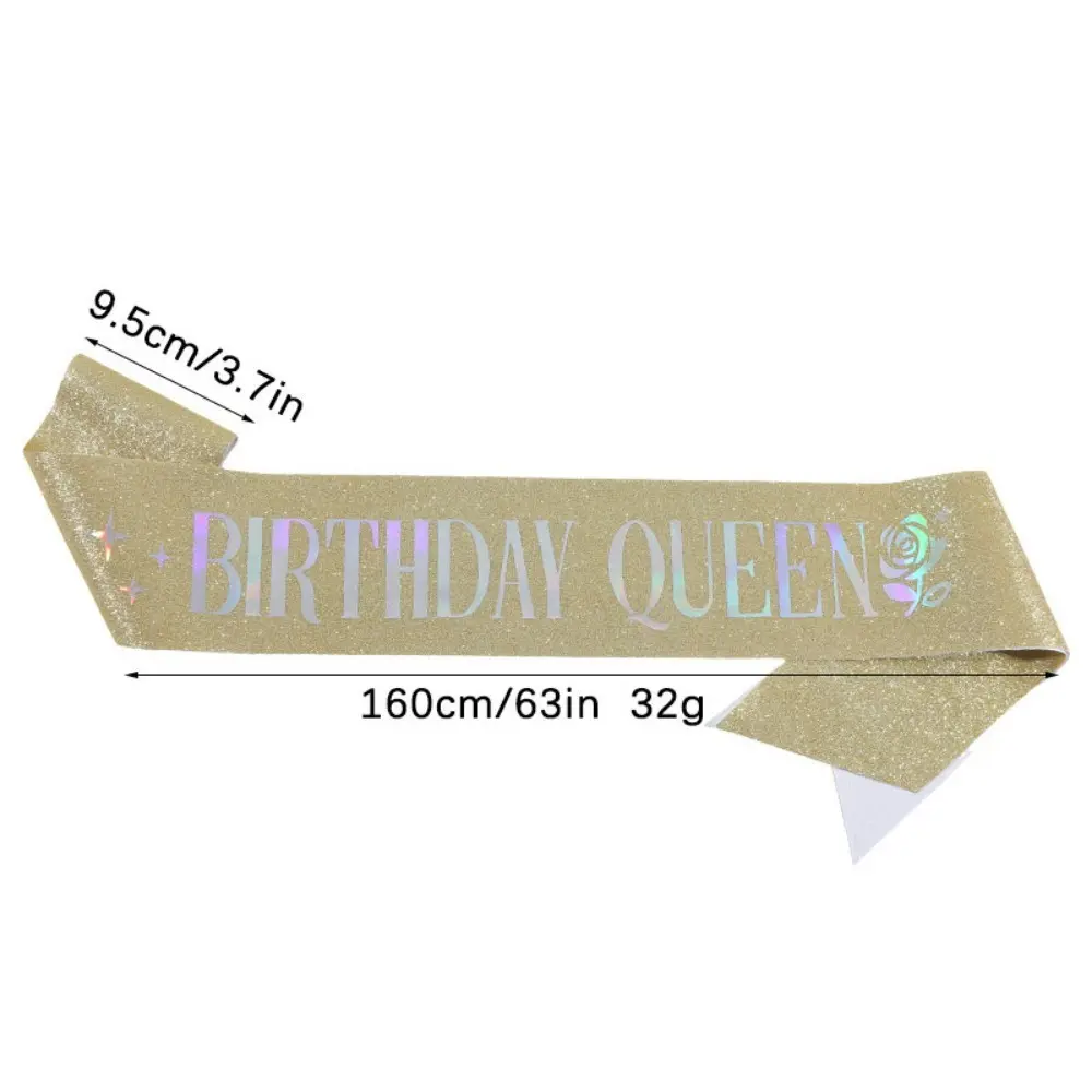 Glitter Birthday Queen Sash 20th 30th 40th 50th 60th 70th Birthday Sash for Girls Women Happy Birthday Party Decoration Supplies