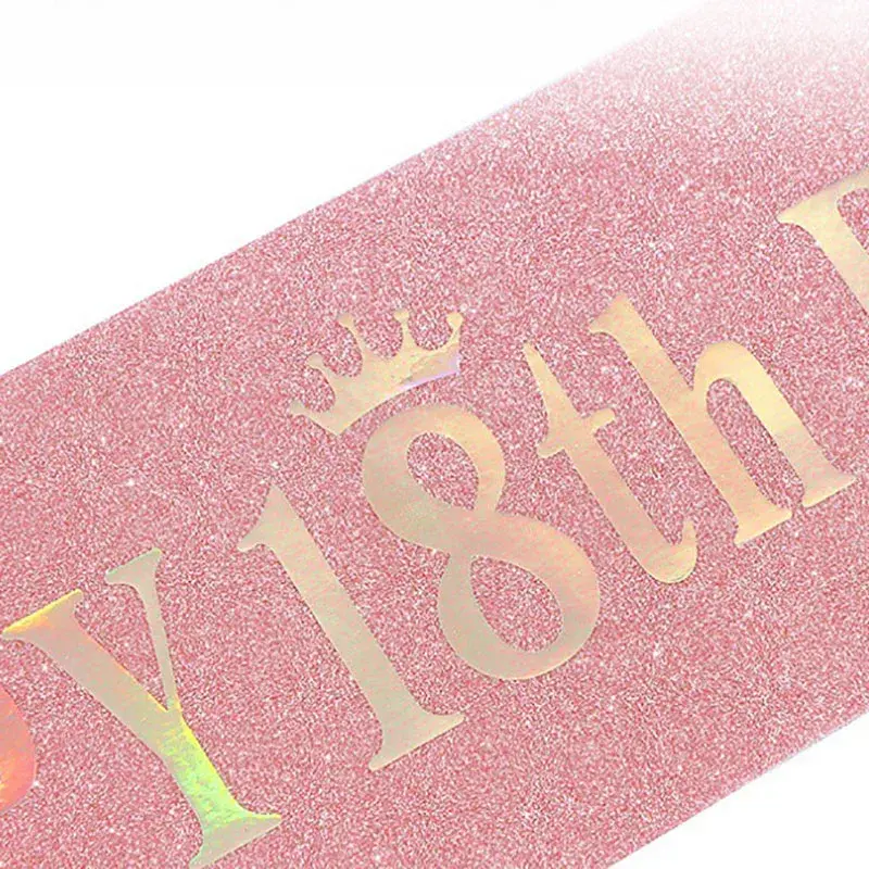 Happy 10th 13th 16th 21st 30th 40th 50th 60th Birthday Glitter Sash for Girls Women Birthday Parties Favor Decorations Supplies