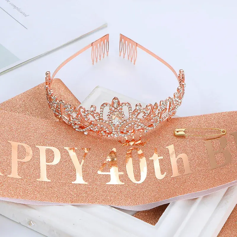 Happy 10th 13th 16th 21st 30th 40th 50th 60th Birthday Glitter Sash for Girls Women Birthday Parties Favor Decorations Supplies