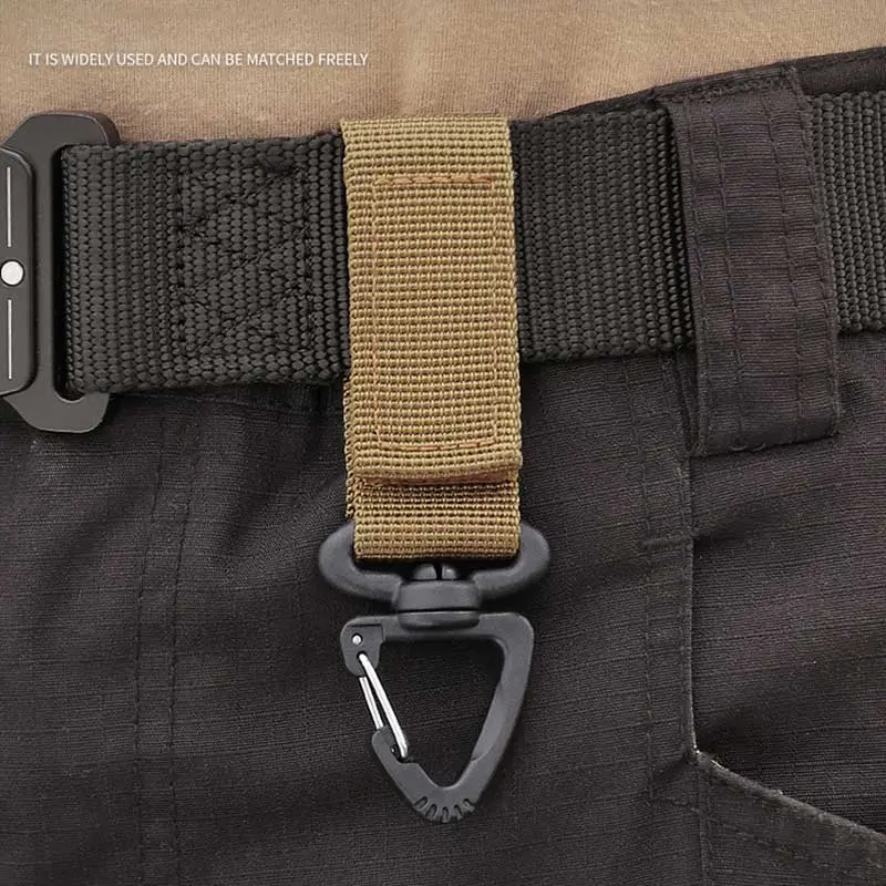 Outdoor Nylon Molle Tactical Backpack Carabiner Key Hook Webbing Buckle System Belt Buckle Hanging Camping Climbing Accessories
