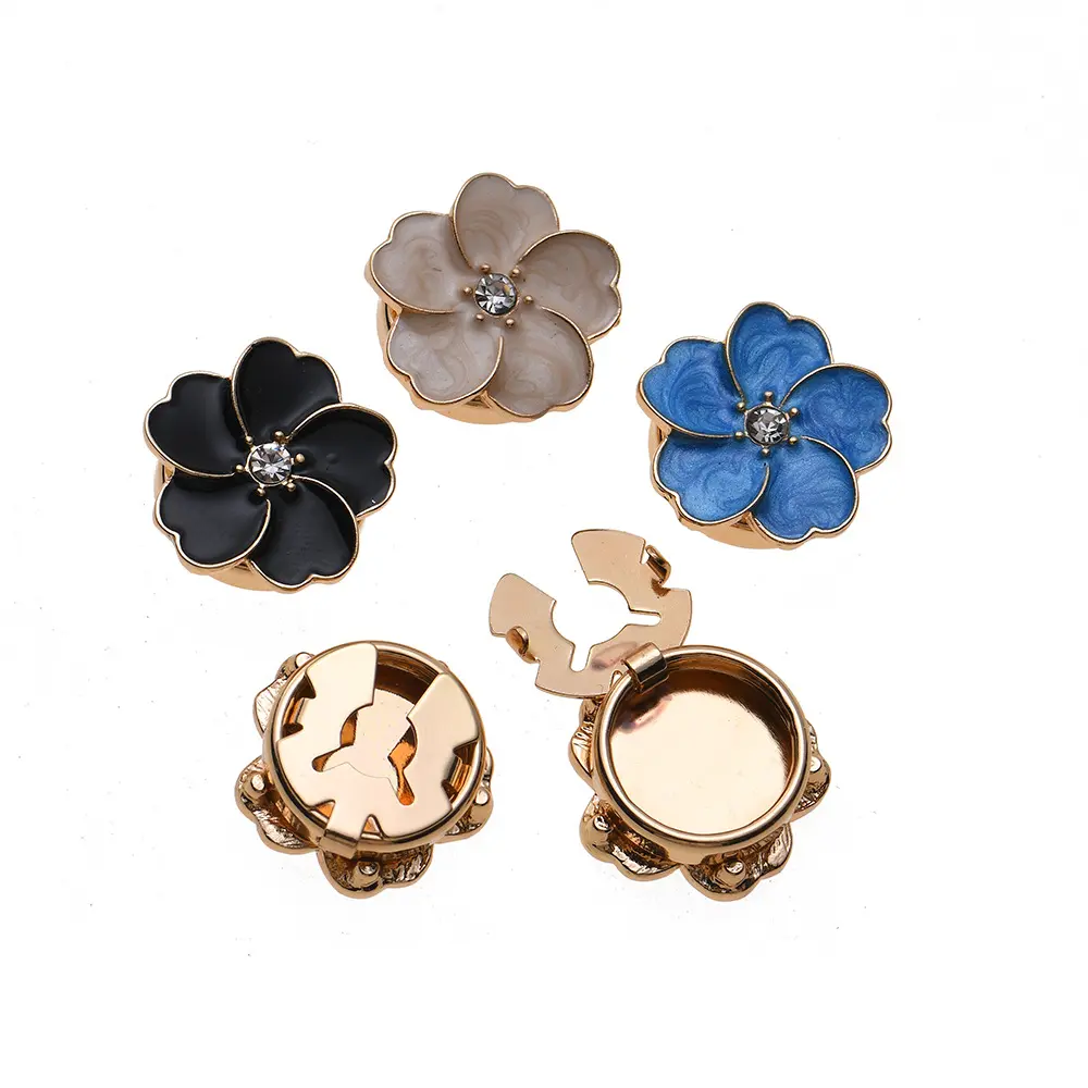1 Piece Button Cover Cufflink Colorful Flower Diamond Button Covers for Women Blouses Dress Tux Shirt Wedding Formal Accessories